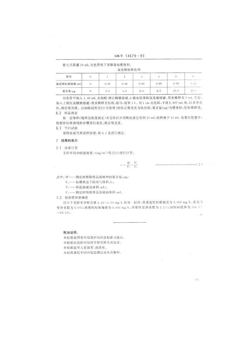 GB_T 14679-93 空气质量 氨的测定 次氯酸钠-水杨酸分光光度法.pdf 第3页