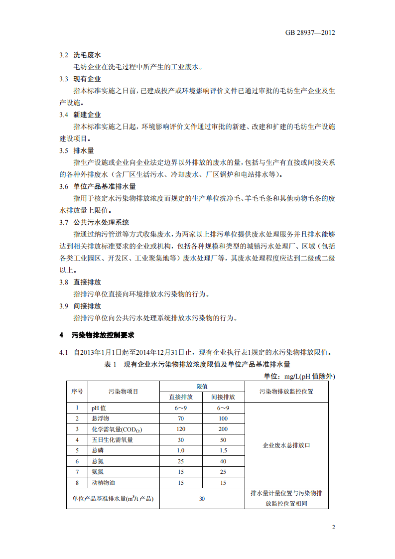 GB 28937-2012 毛纺工业水污染物排放标准.pdf 第5页