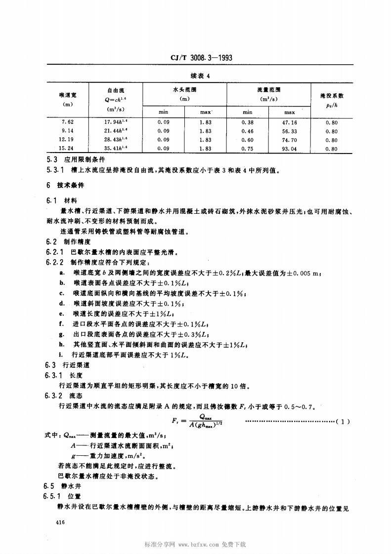 CJ_T 3008.3-1993 城市排水流量堰槽测量标准-巴歇尔量水槽.pdf 第4页