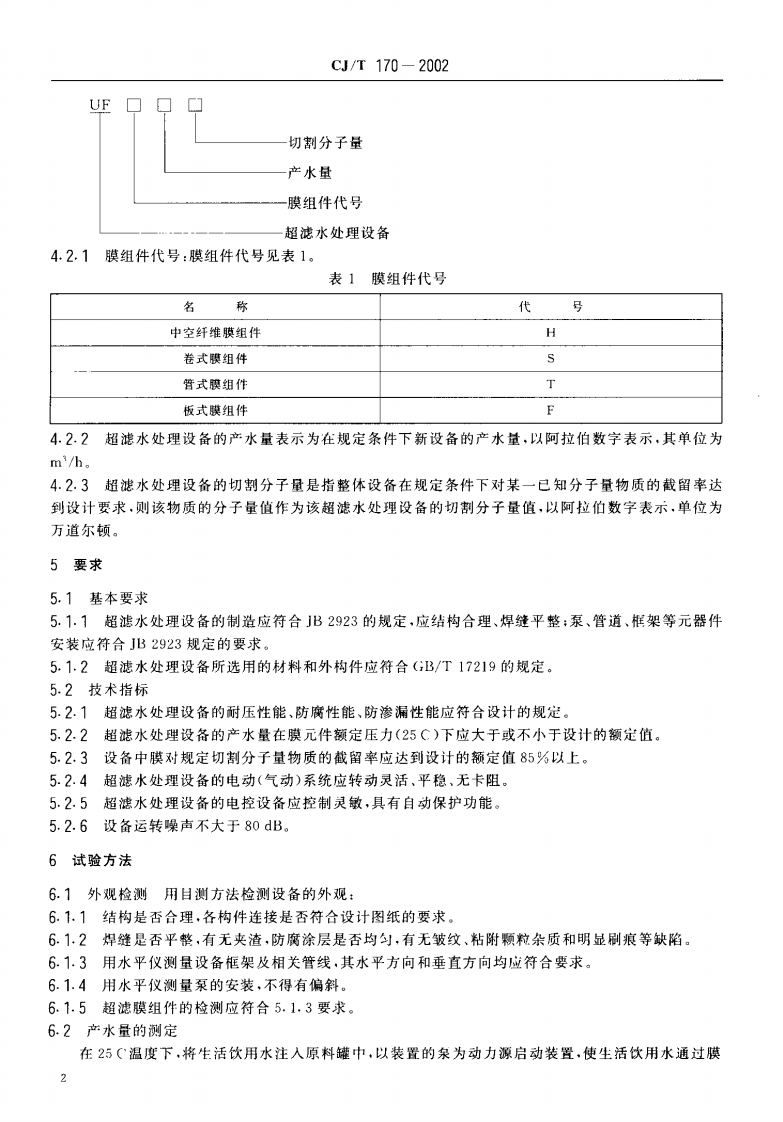 CJ_T 170-2002 超滤水处理设备.pdf 第4页