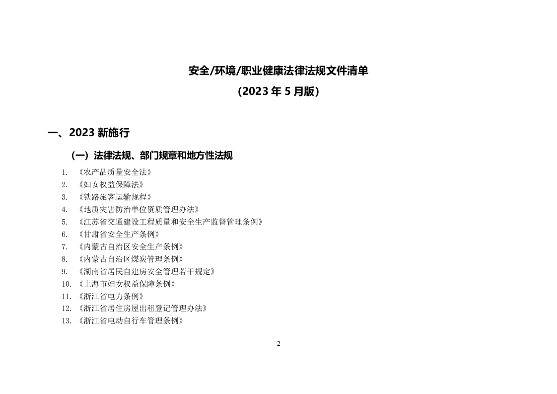 【清单】2023年5月安全环境职业健康法律法规标准文件清单【重要】.doc 第2页