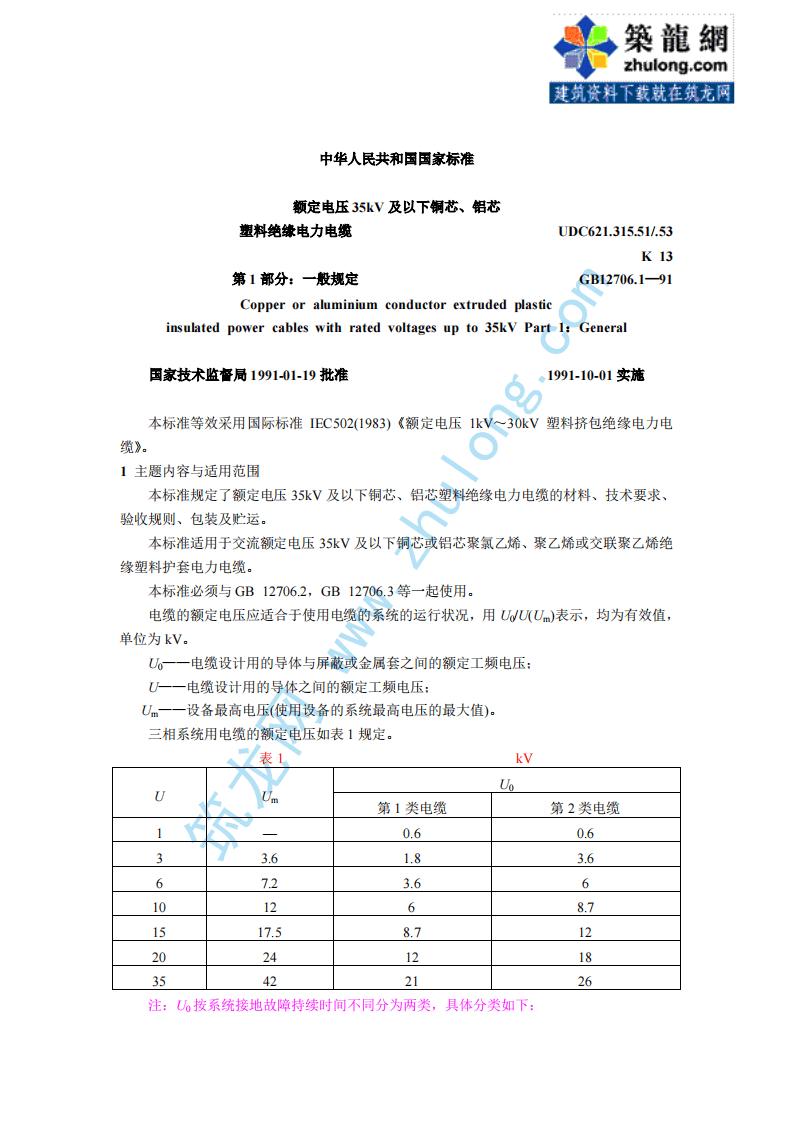 第1部分一般规定 GB12706.1-91.pdf 第1页