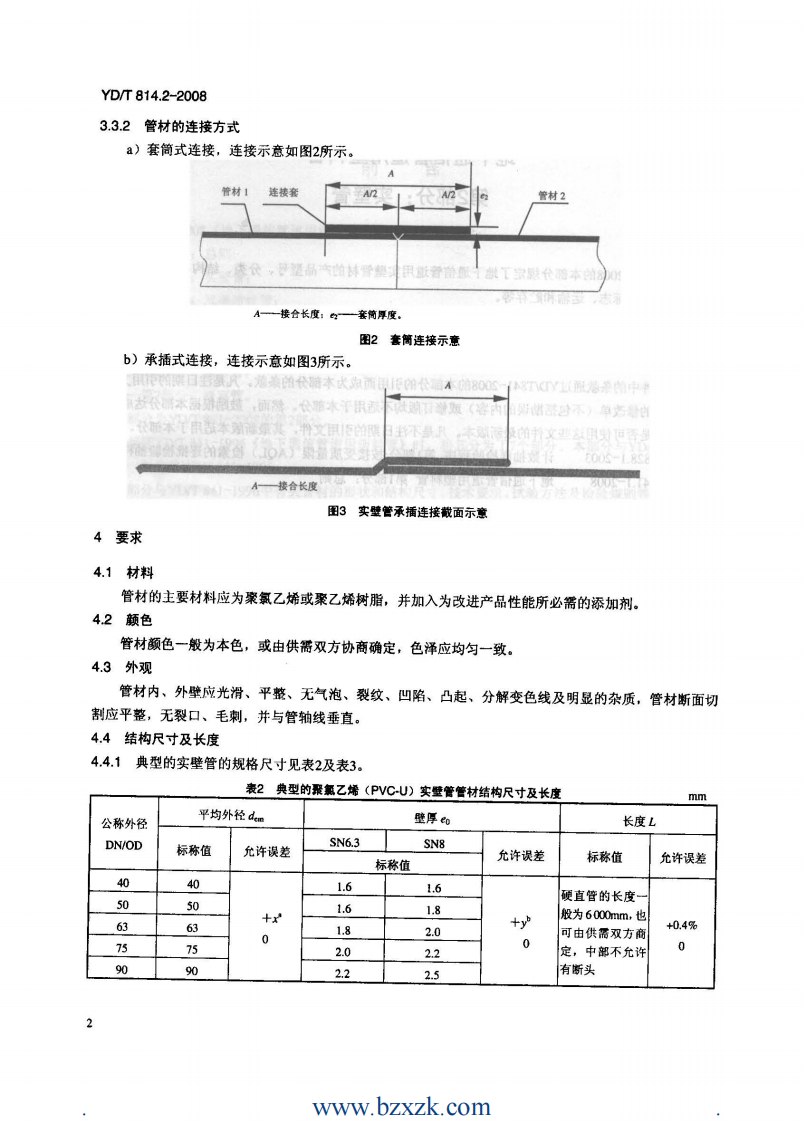 YDT841.2-2008 地下通信管道用塑料管 第2部分实壁管.pdf 第5页