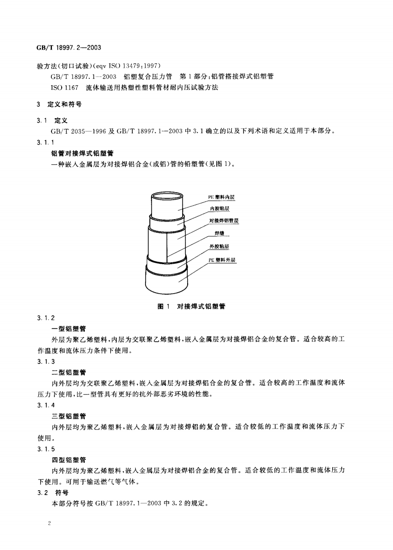 GB18997.2-2003 铝塑复合压力管 第2部分 铝管对接焊式铝塑管.pdf 第3页