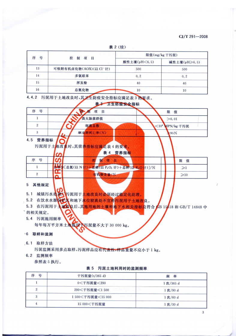 CJT291-2008 城镇污水处理厂污泥处置 土地改良用泥质.pdf 第5页