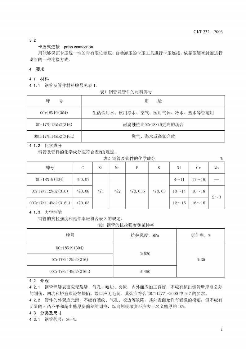 CJT232-2006 薄壁不锈钢内卡式管材及管件.pdf 第5页