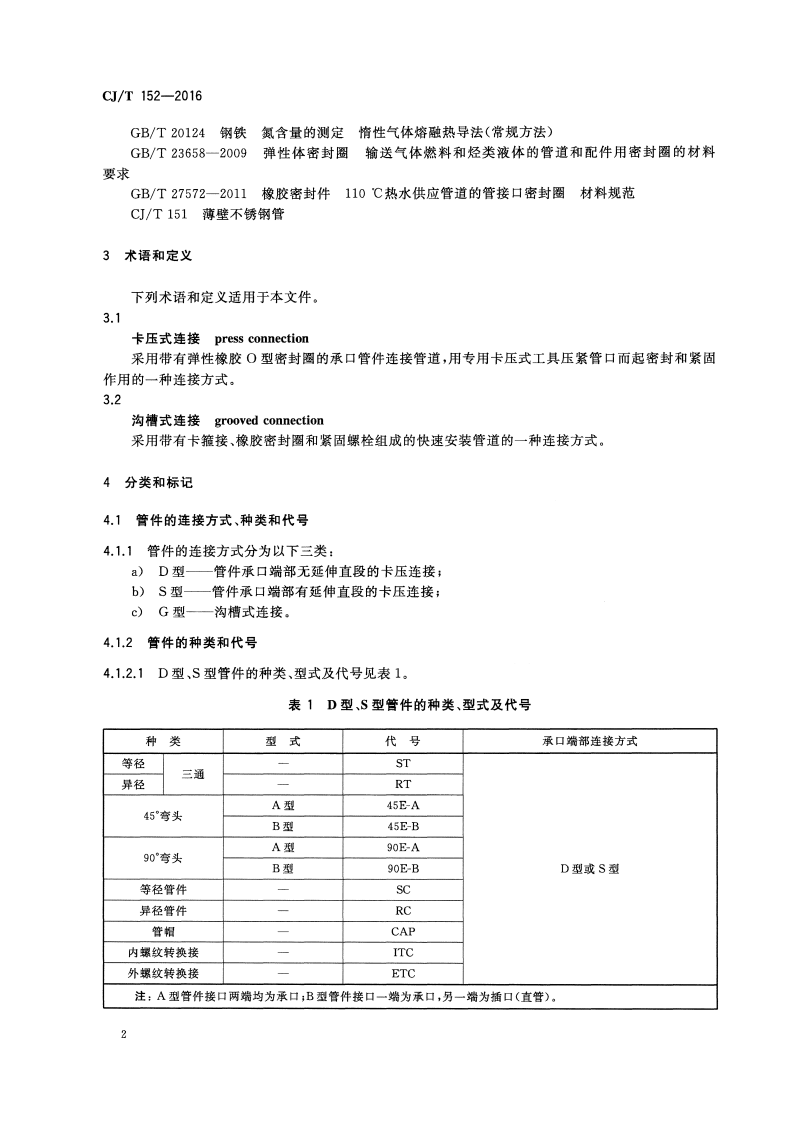 CJT152-2016 薄壁不锈钢卡压式和沟槽式管件.pdf 第5页
