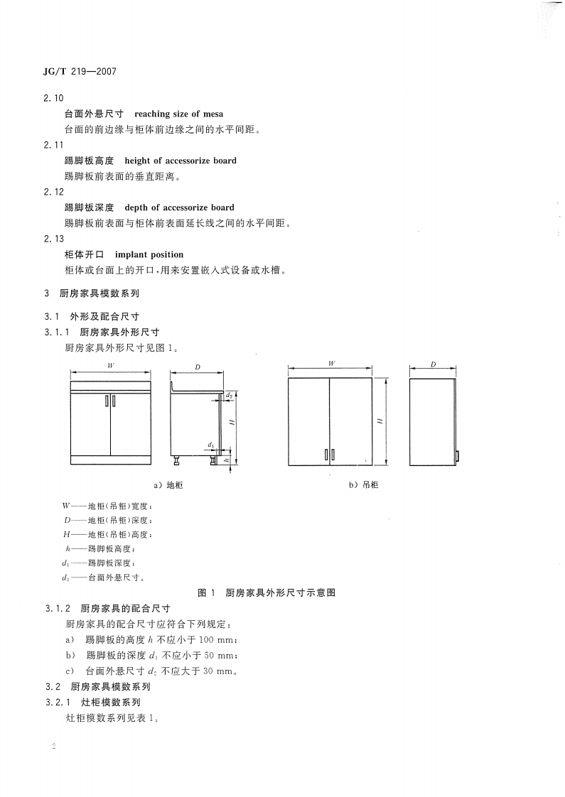 JGT219-2007 住宅厨房家具及厨房设备模数系列.pdf 第4页