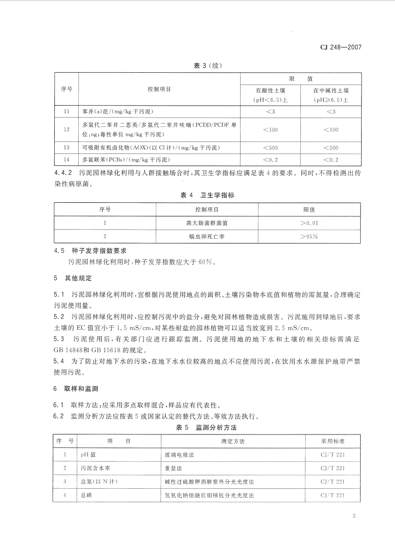 CJ248-2007 城镇污水处理厂污泥处置 园林绿化用泥质.pdf 第5页