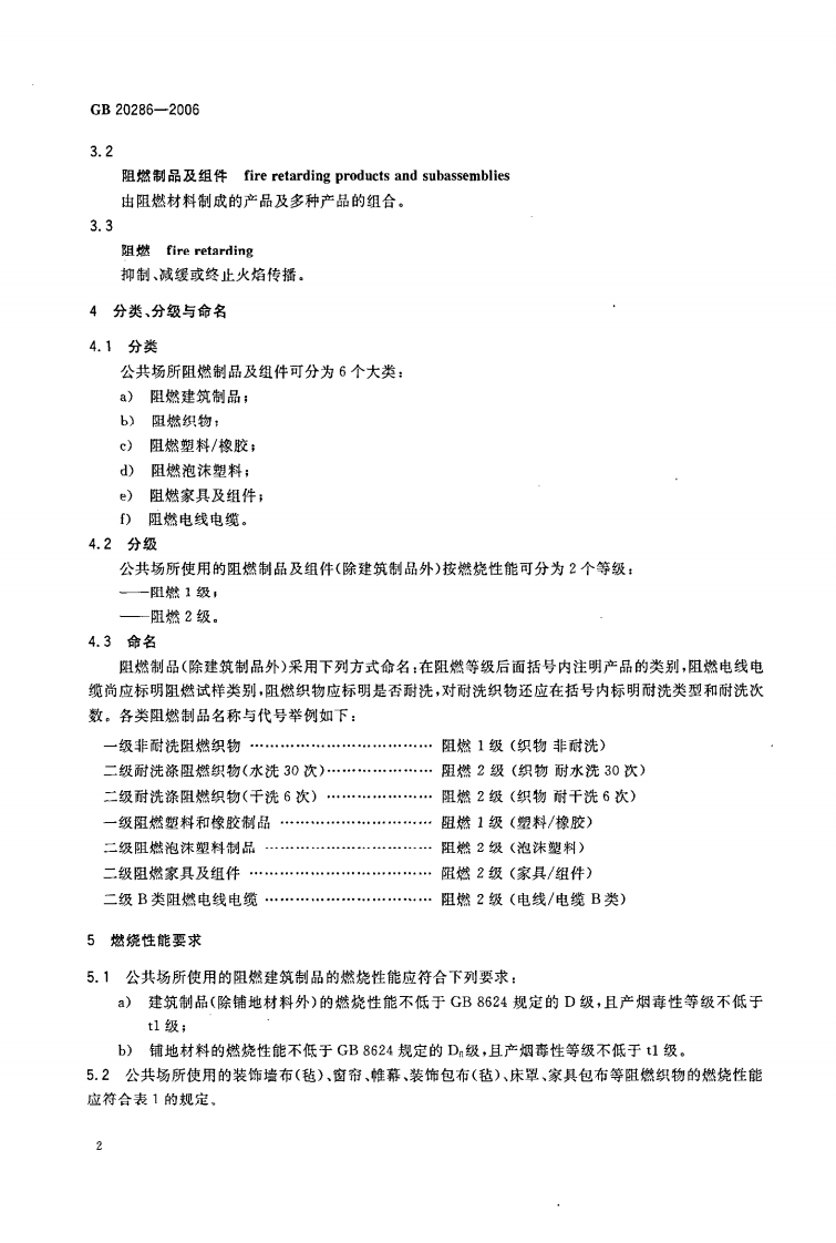 GB20286-2006 共场所阻燃制品及组件燃烧性能要求和标识.pdf 第5页