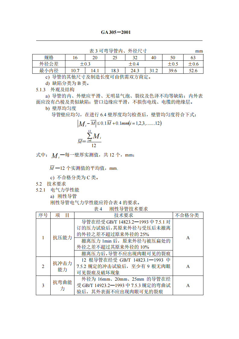 GA305-2001 电气安装用阻燃PVC塑料平导管通用技术条件.pdf 第4页