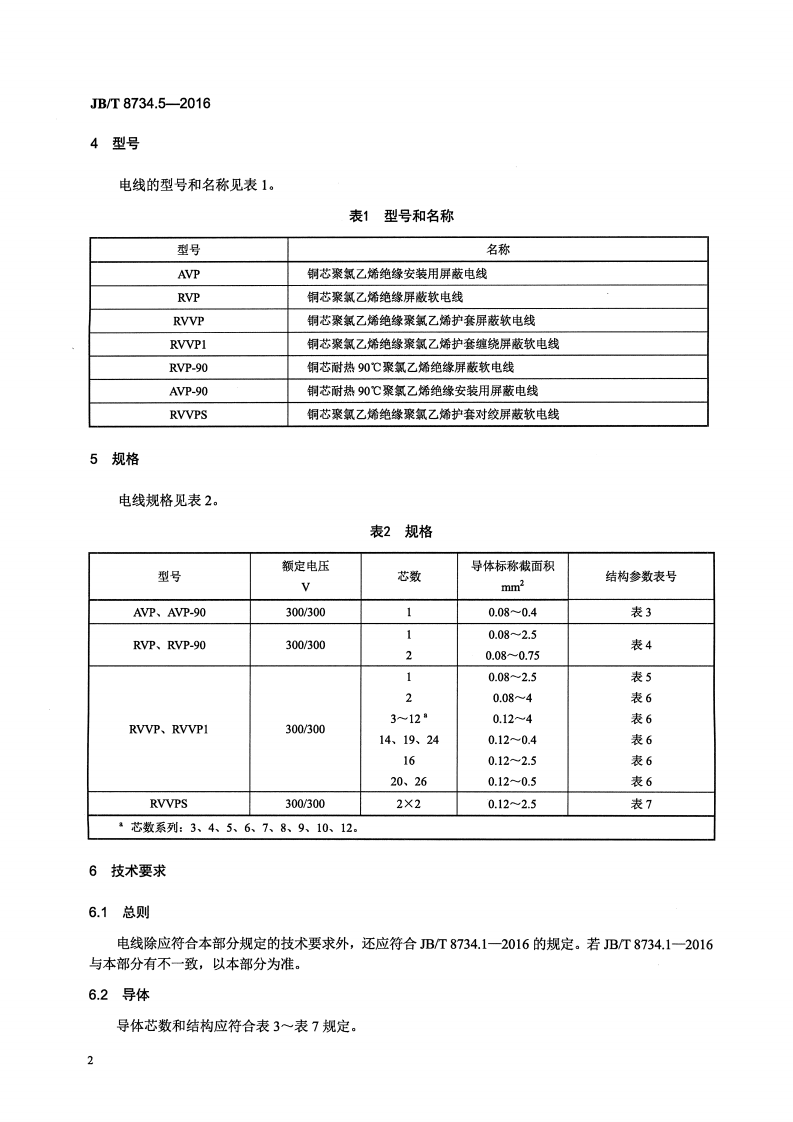 JB∕T8734.5-2016额定电压450∕750V及以下聚氯乙烯绝缘电缆电线和软线第5部分屏蔽电线.pdf 第5页