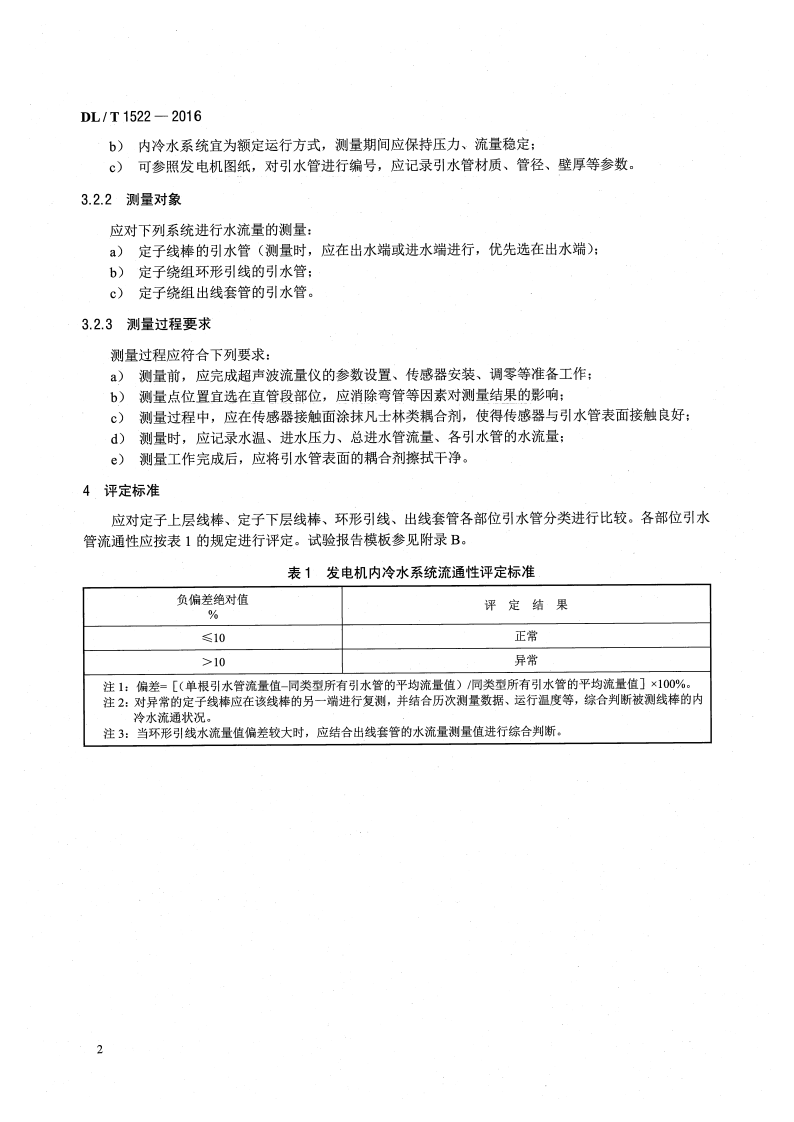 DLT1522-2016 发电机定子绕组内冷水系统水流量 超声波测量方法及评定导则.pdf 第5页