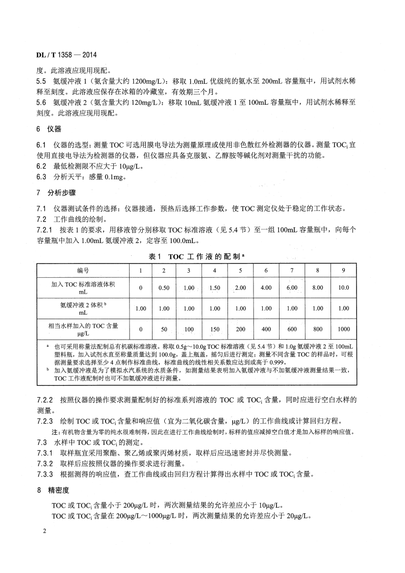 DLT1358-2014 火力发电厂水汽分析方法 总有机碳的测定.pdf 第5页