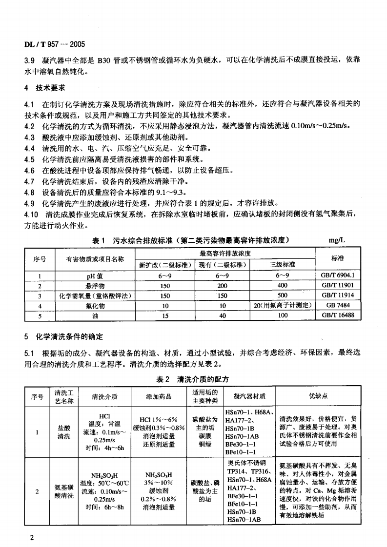 DLT957-2005 火力发电厂凝汽器化学清洗及成膜导则.pdf 第5页