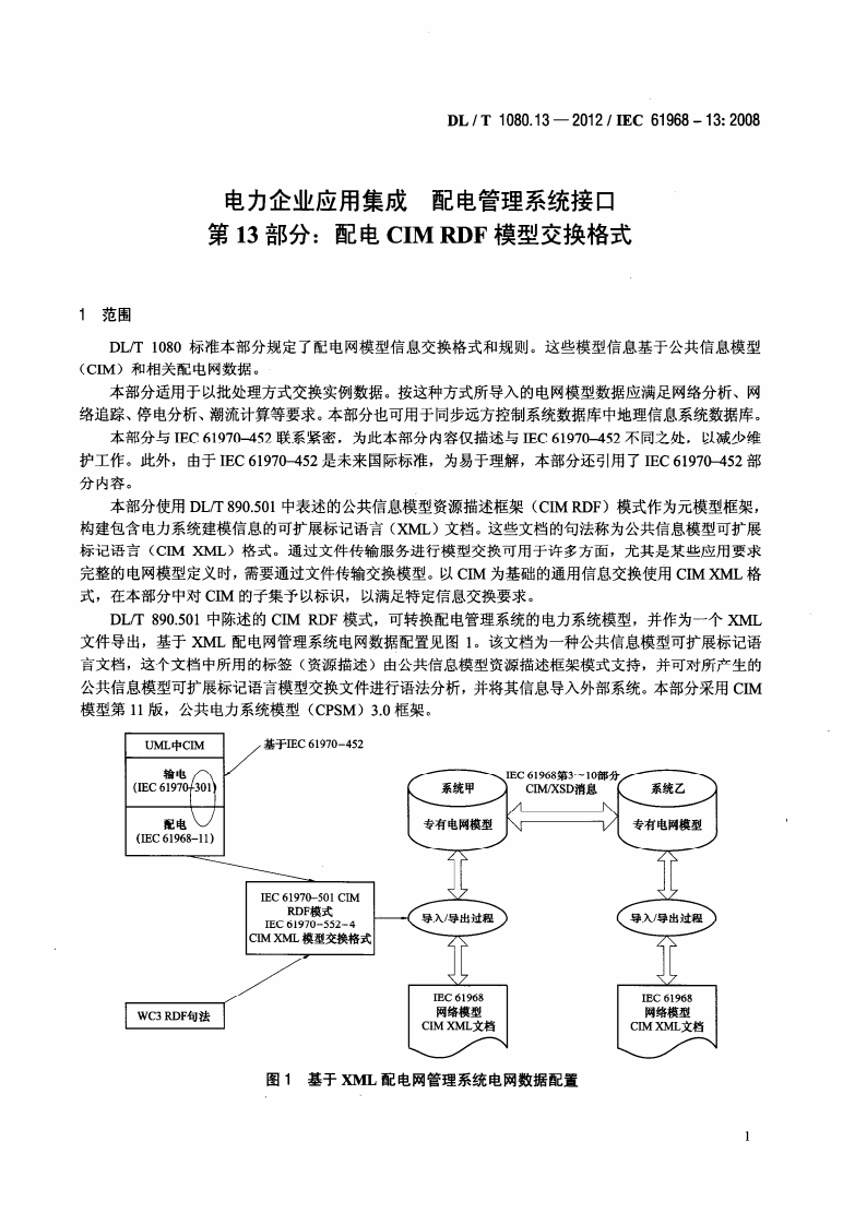 DLT1080.13-2012 电力企业应用集成 配电管理系统接口 第13部分配电CIM RDF模型交换格式.pdf 第5页