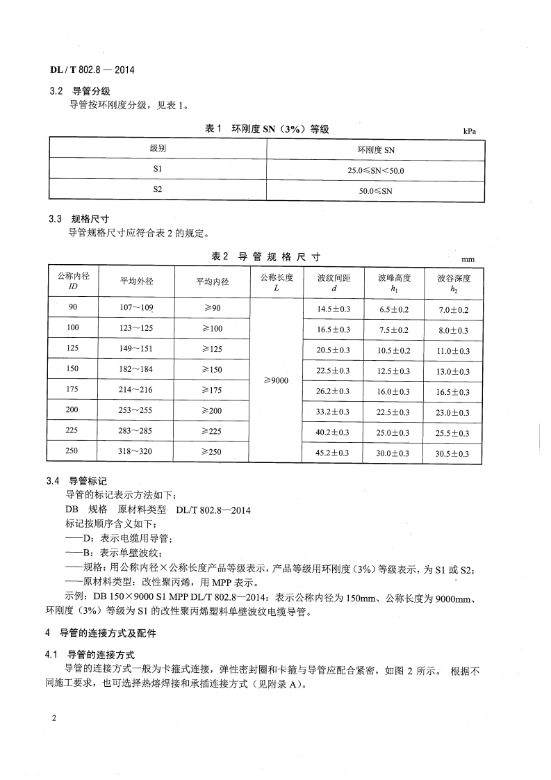 DLT802.8-2014电力电缆用导管技术条件 埋地用改性聚丙烯塑料单壁波纹电缆导管.pdf 第5页