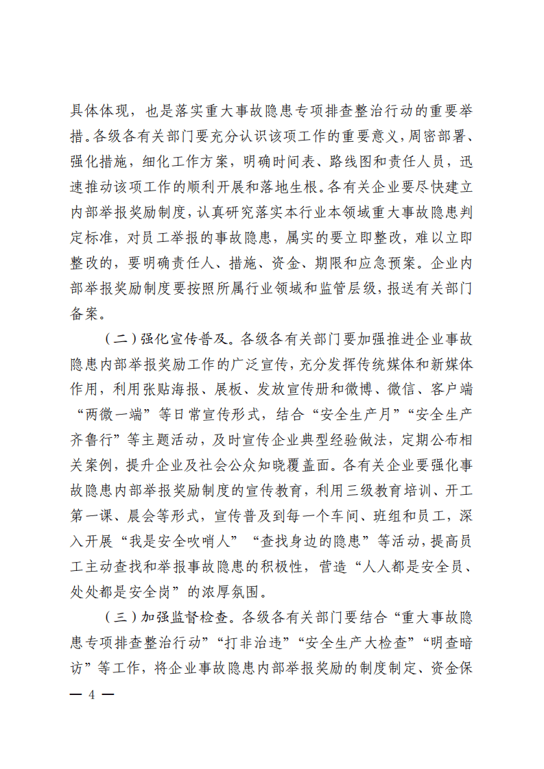 鲁安办发〔2023〕11号关于推行企业事故隐患内部举报奖励制度的通知.pdf 第4页