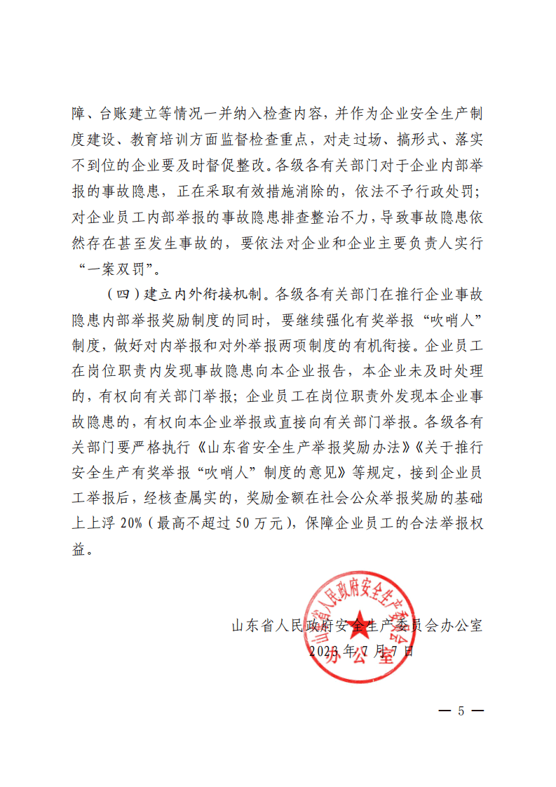 鲁安办发〔2023〕11号关于推行企业事故隐患内部举报奖励制度的通知.pdf 第5页