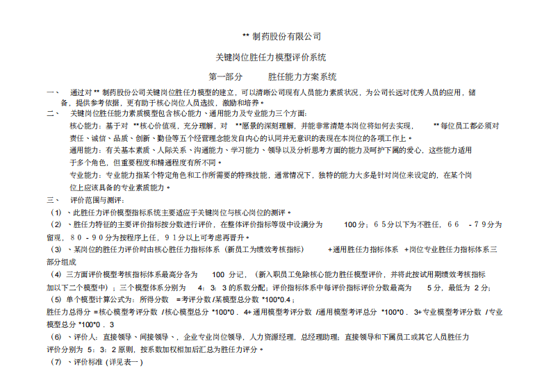 某制药公司关键岗位方案系统(doc42页).pdf 第2页