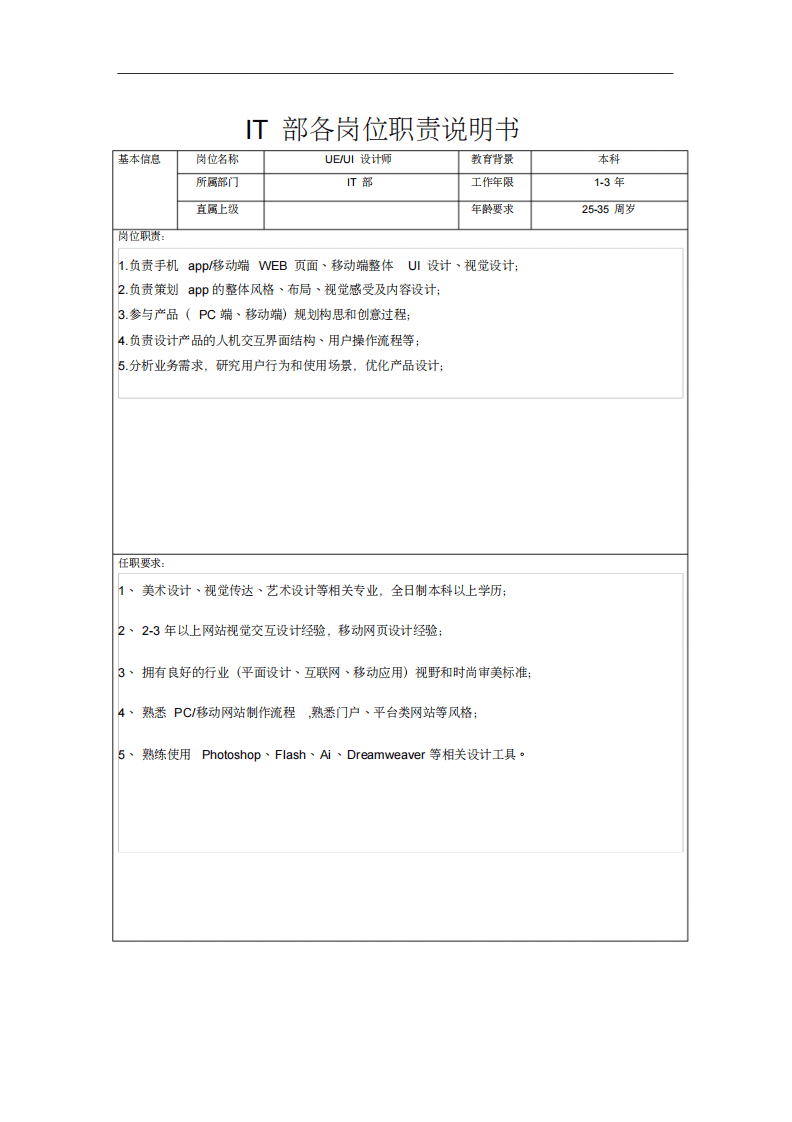 IT部岗位说明书资料.pdf 第5页