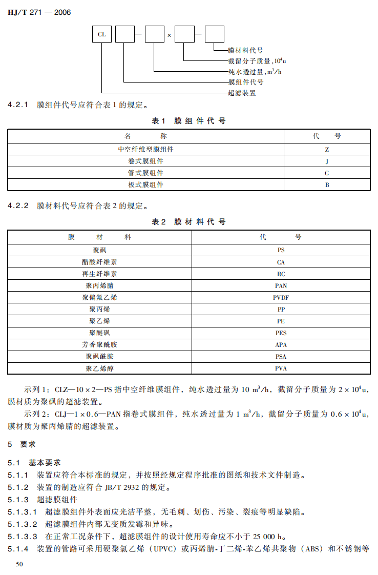 HJ_T 271-2006 环境保护产品技术要求 超滤装置.pdf 第5页
