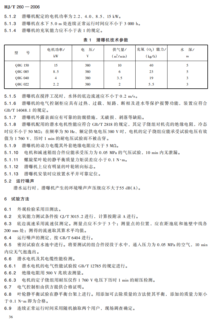 HJ_T 260-2006 环境保护产品技术要求 鼓风式潜水曝气机.pdf 第4页