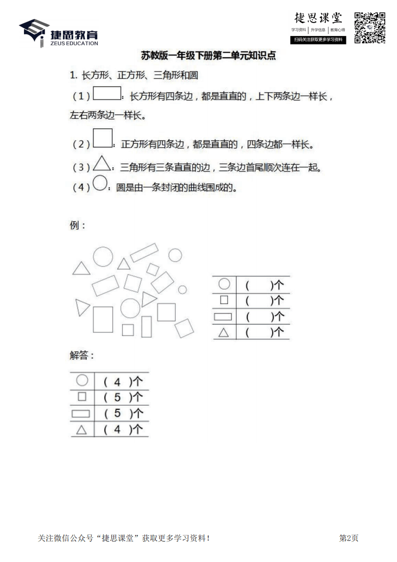 一年级下册数学苏教版知识要点汇总.pdf 第2页