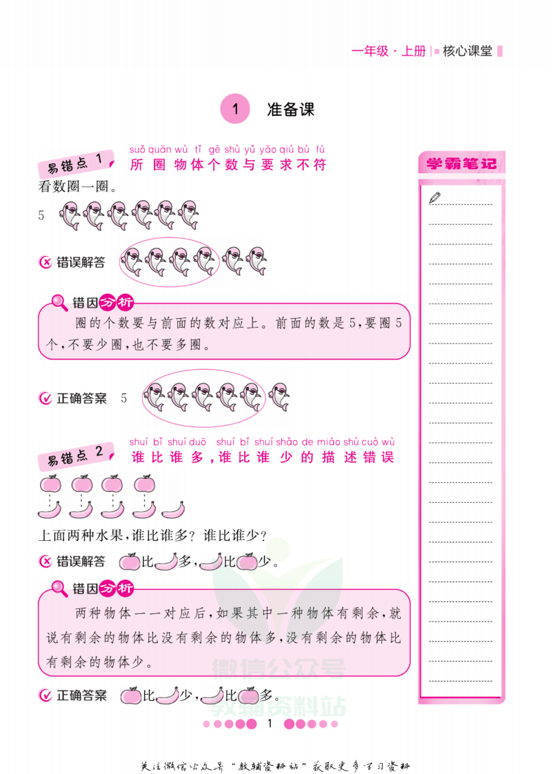 一年级上册数学人教版易错清单.pdf 第2页