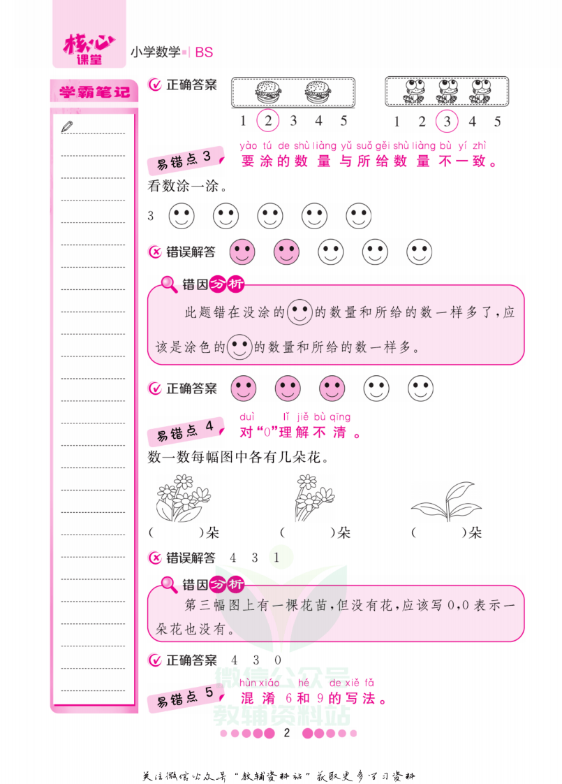 一年级上册数学北师版易错清单.pdf 第3页
