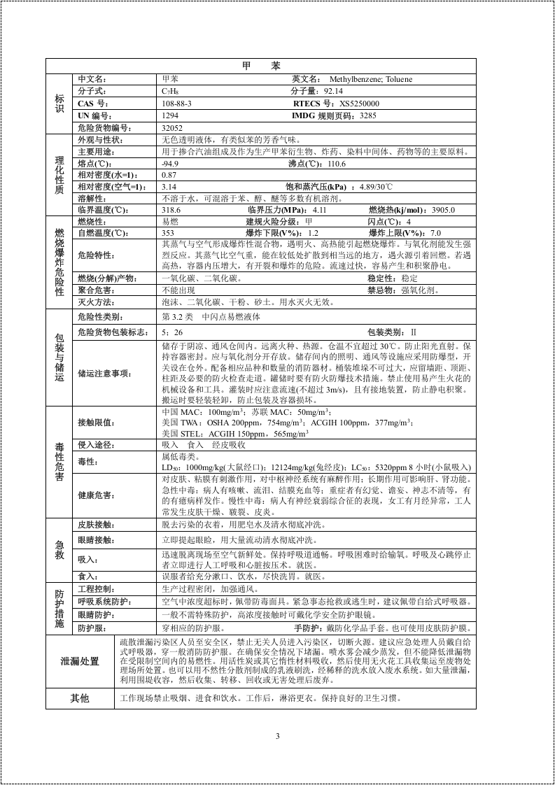 168种常用化学品MSDS大汇总（358页）.docx 第3页