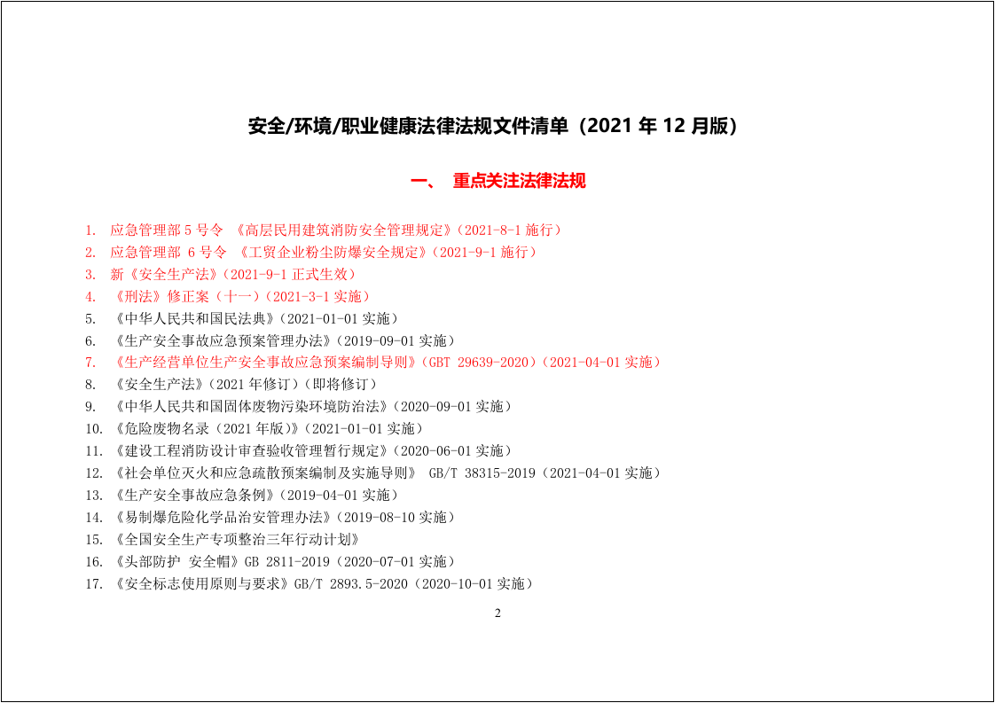 已更新：安全生产法律法规清单（12月版）.doc 第2页
