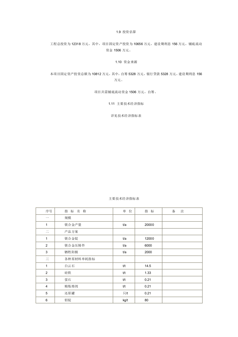 20000吨镁合金项目可研报告.doc 第3页