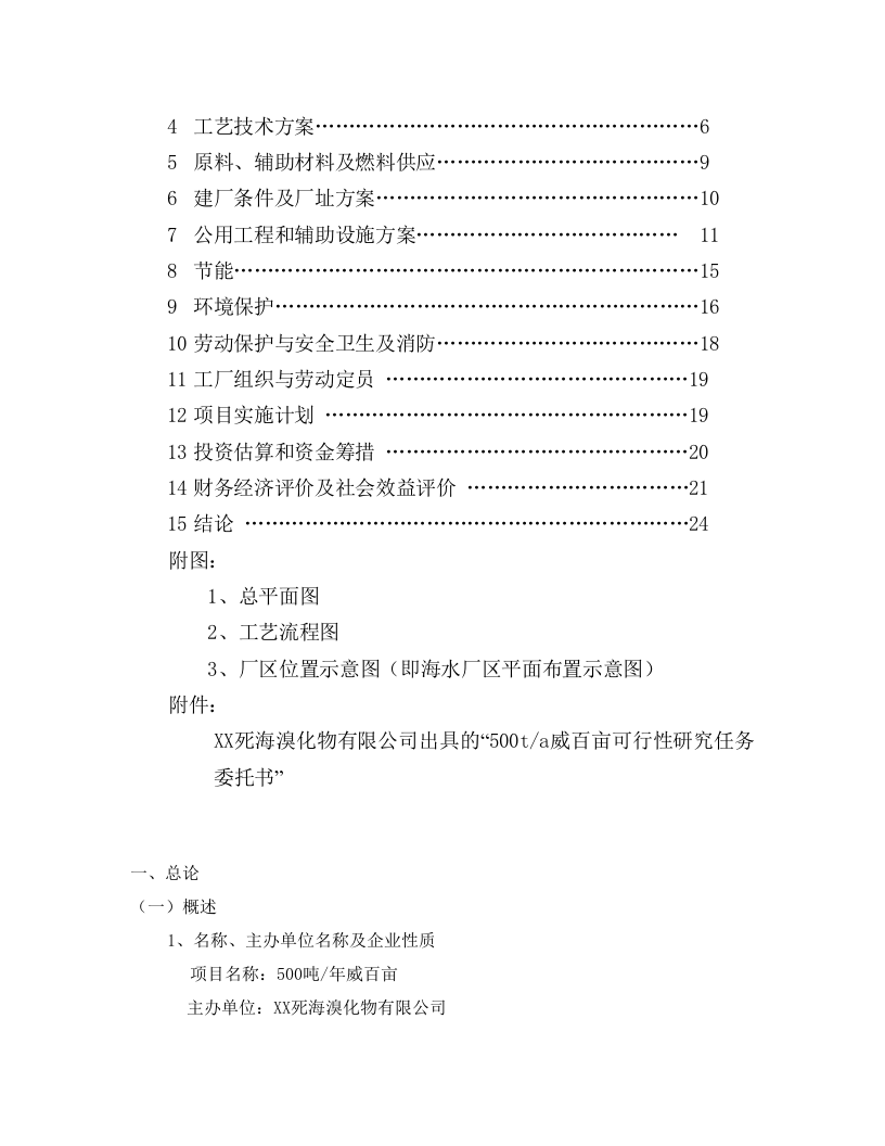 XX死海溴化物有限公司出具的&ldquo;500ta威百亩可行性研究.doc 第2页