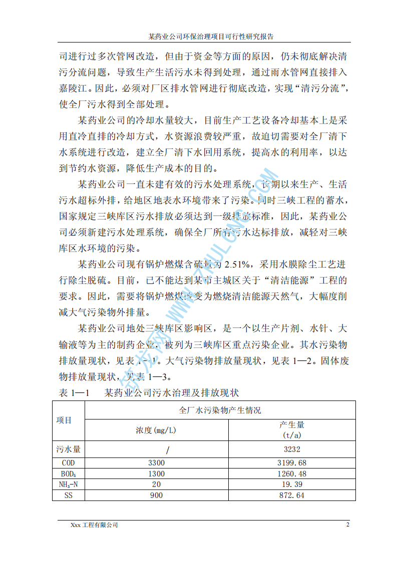 某药业公司环保治理项目可研性报告.pdf 第2页