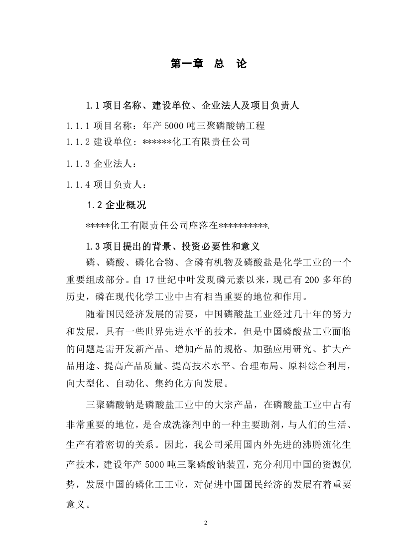 年产5000吨三聚磷酸钠可研报告.doc 第2页