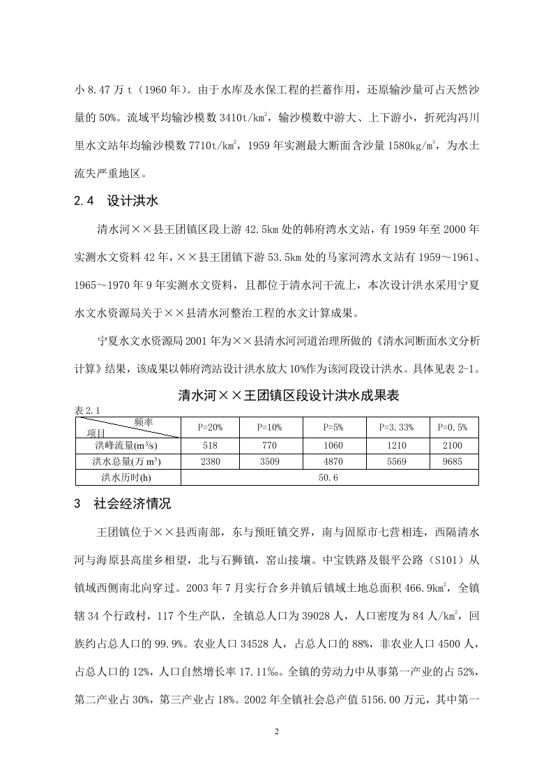 王团河道整治工程++　05年5月+++++唐莉.doc 第2页