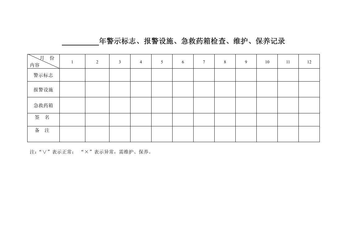 6警示标志、报警设施、洗眼器、急救药箱、呼吸器检查、维护、保养记录.doc 第1页