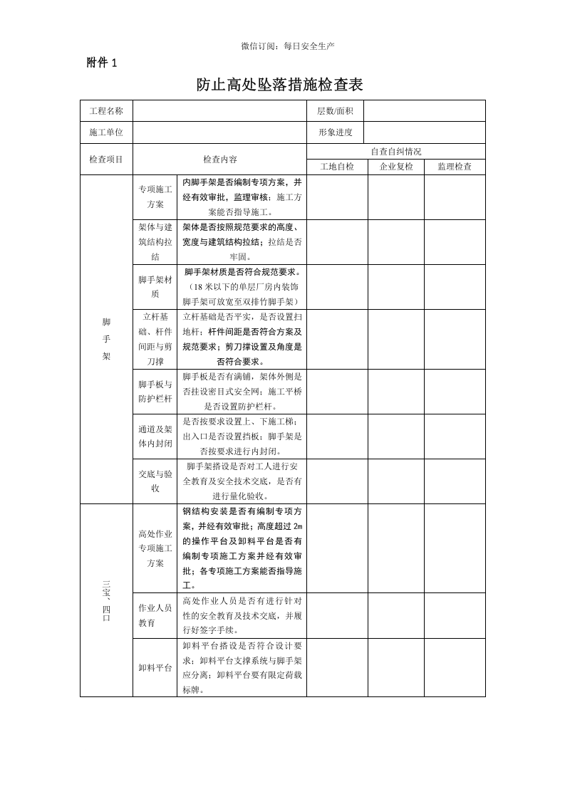 防止高处坠落措施检查表.doc 第1页