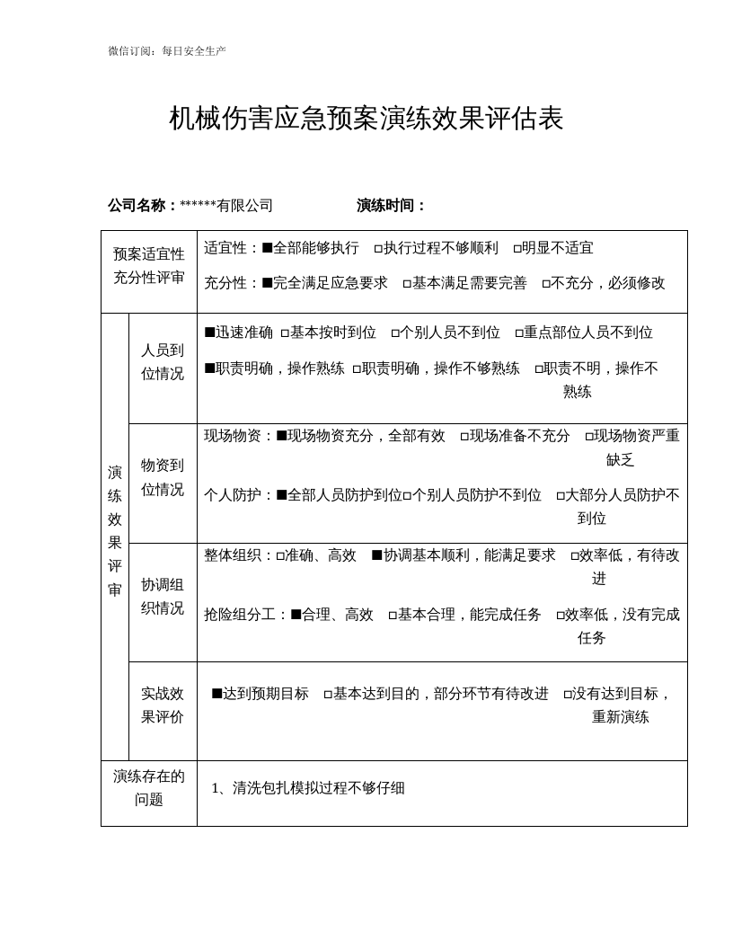 【文本】机械伤害应急演练效果评估报告（7页） (1).docx 第6页