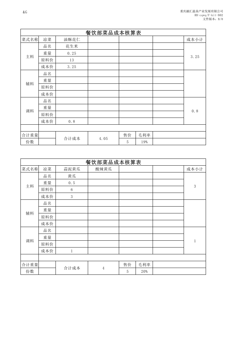 104 菜品成本核算表.xlsx 第2页