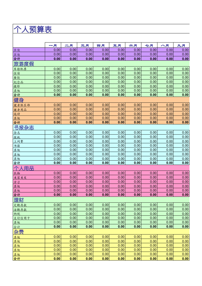 个人月度预算_22.xlsx 第2页