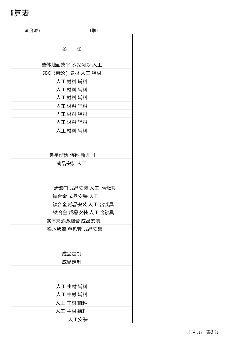 127 室内装饰工程成本核算表.xls 第3页