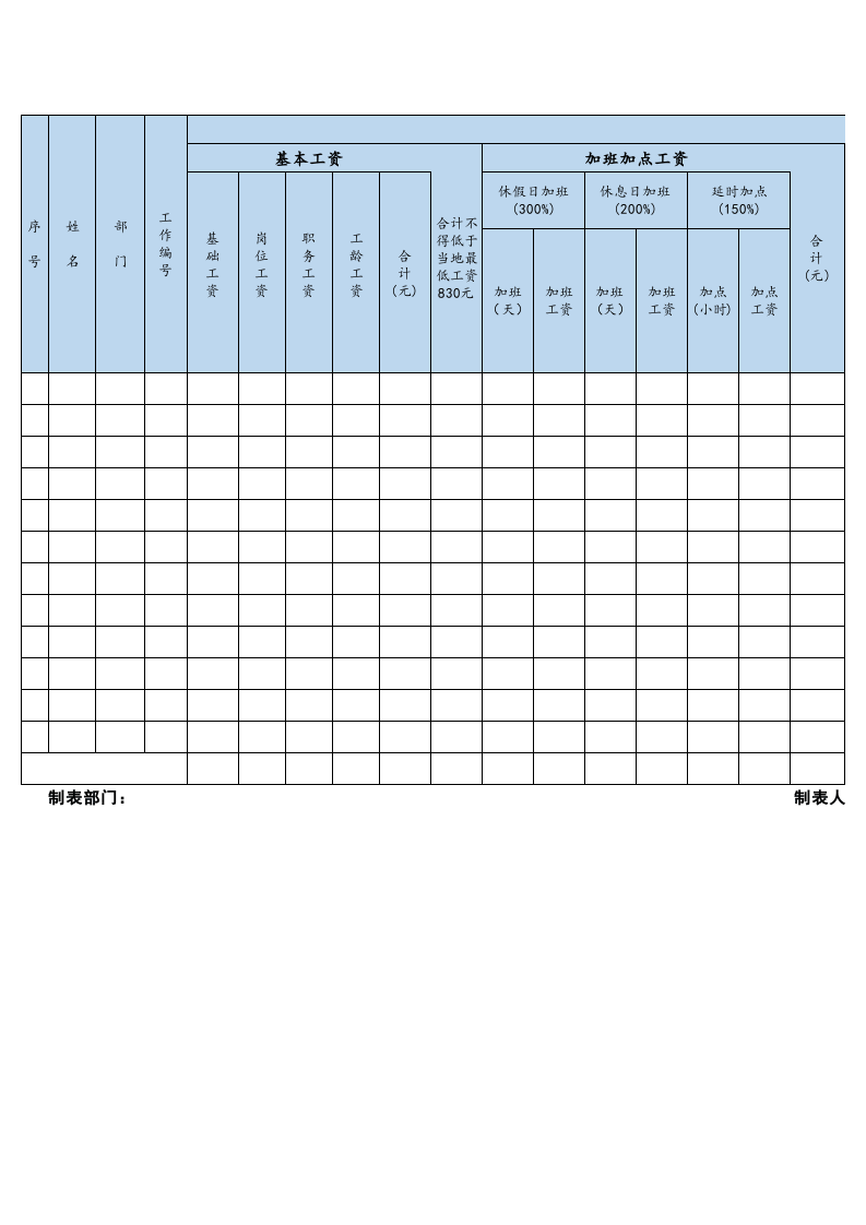 【通用】自动计算工资表.xls 第1页