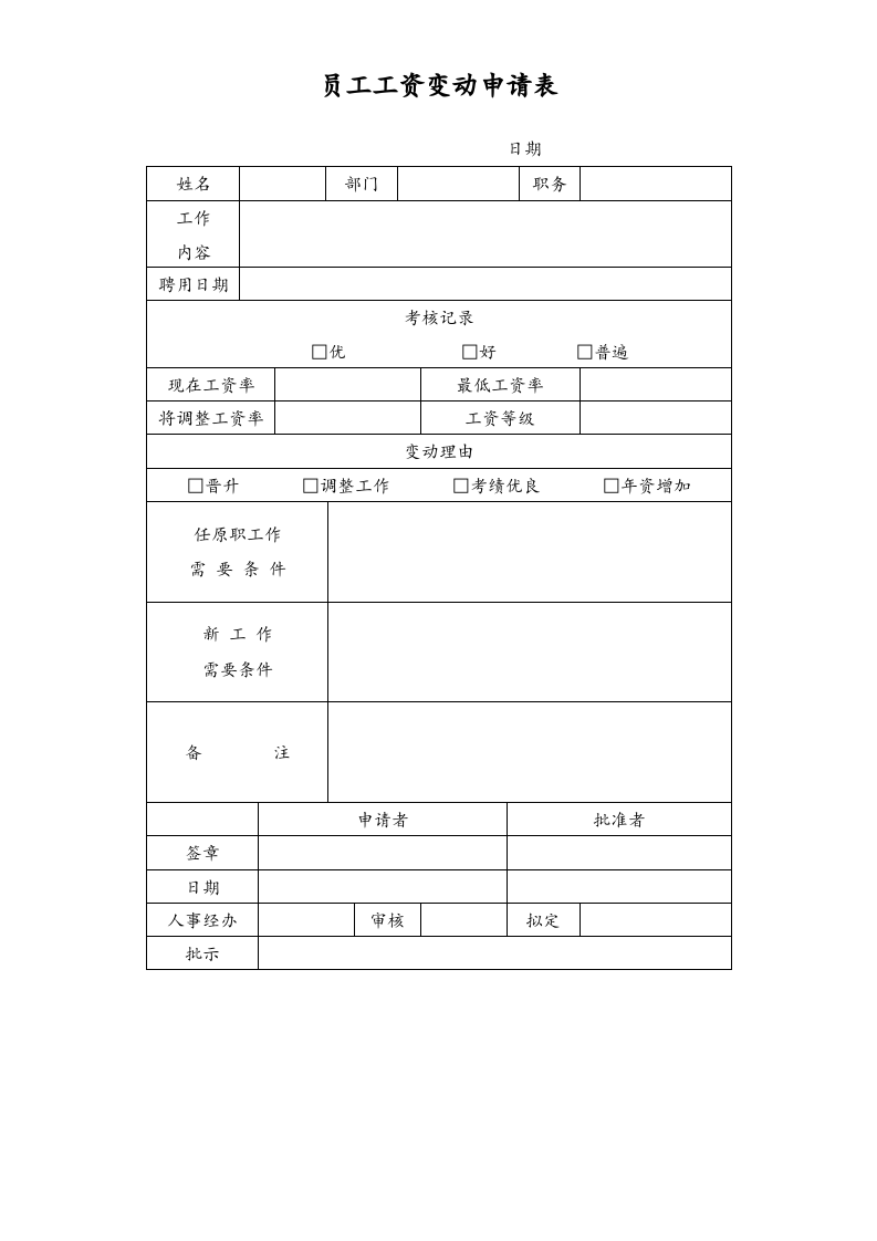 【通用】员工工资变动申请表.doc 第1页