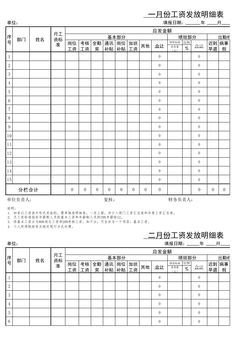 【通用】工资条表格.xls 第1页