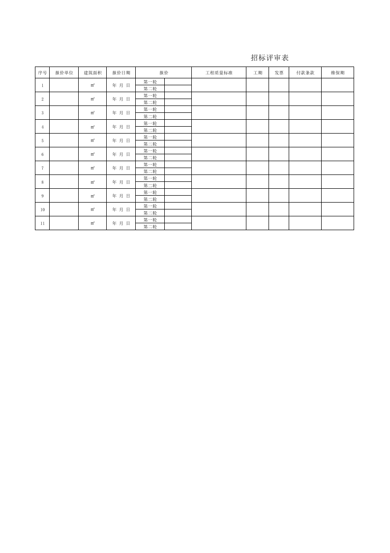 19-招标评审表1.xlsx 第1页