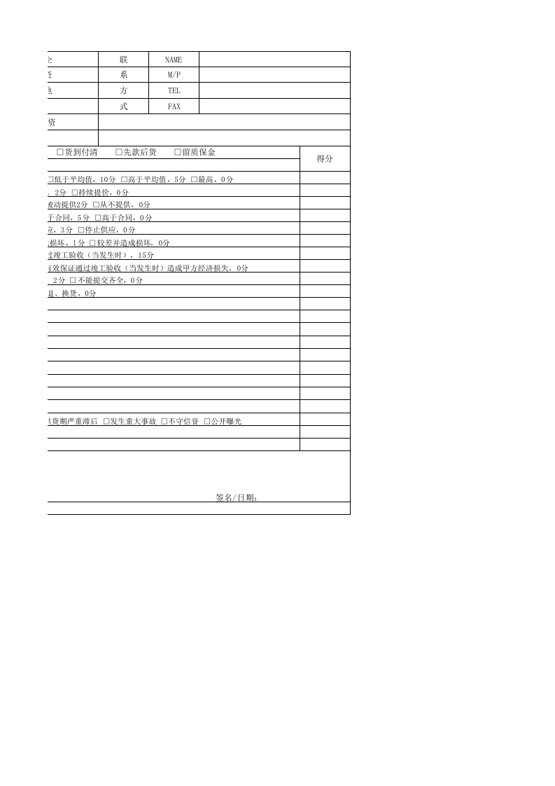 12-供应商评估表.xls 第2页