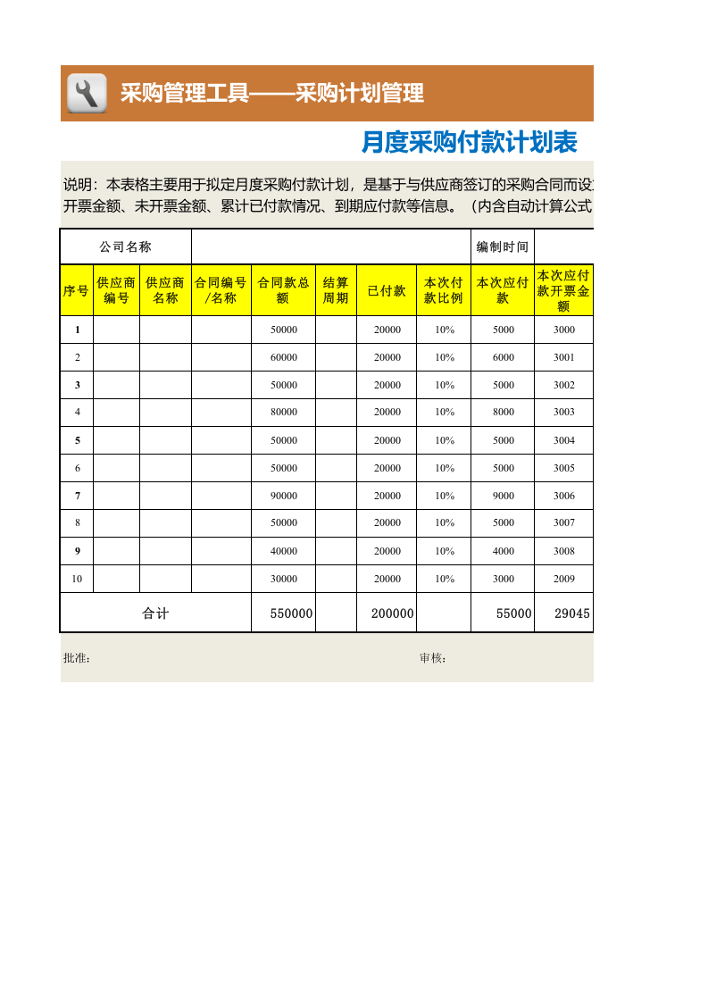 393 月度采购付款计划表（供应商）.xlsx 第1页