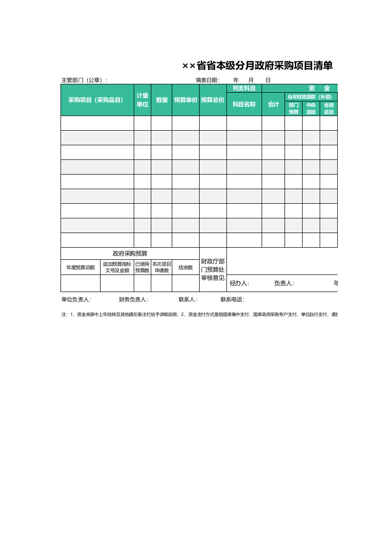 350 省本级分月政府采购项目清单.xlsx 第1页